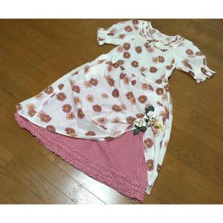 ピンクハウス(PINK HOUSE)の定価56,000円！2019年ピンクハウスワンピースギンガムチェックデイジー花柄(ロングワンピース/マキシワンピース)