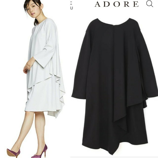 美品●アドーアADORE●ドライダブルクロスＡラインワンピース￥42900ワンピース