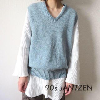 サンタモニカ(Santa Monica)の90s JANTZEN USA製 ニットベスト 水色 古着 vintage(ベスト/ジレ)