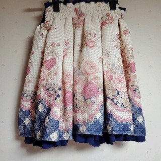 リズリサ(LIZ LISA)のLIZ LISA　チェック花柄　バックリボンスカート(ミニスカート)