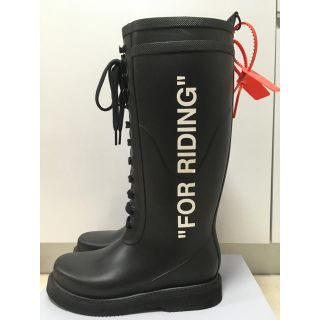 オフホワイト(OFF-WHITE)のOff-White レイン ブーツ 38 FOR RIDING オフホワイト (レインブーツ/長靴)