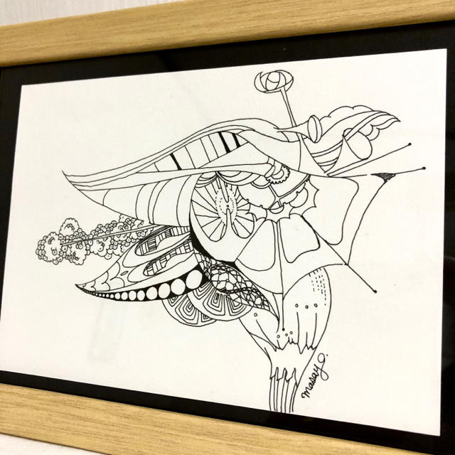 開花（ペン画） エンタメ/ホビーの美術品/アンティーク(絵画/タペストリー)の商品写真