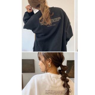 ザラ(ZARA)のlilou lettering sweat ブラック(トレーナー/スウェット)