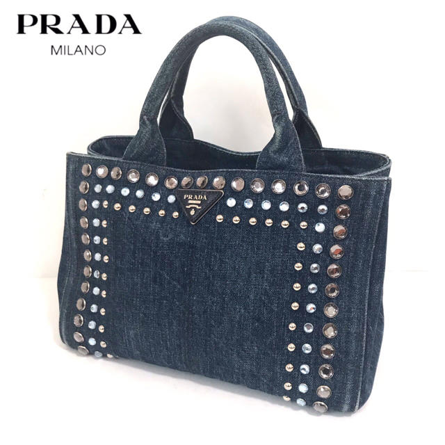 早い者勝ち！【PRADA/プラダ】デニム フラワー カナパ トート