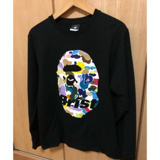 アベイシングエイプ(A BATHING APE)の即発送 FCRB x BAPE コラボ ロンT 黒M エイプ(Tシャツ/カットソー(七分/長袖))