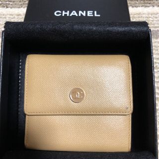 シャネル(CHANEL)のCHANEL キャビアスキン　ココボタン　ベージュ 折り財布　＊専用＊(財布)