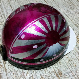 キャンディーピンク ラメ ラップ塗装 富士日章 コルク半 ヘルメット 桜
