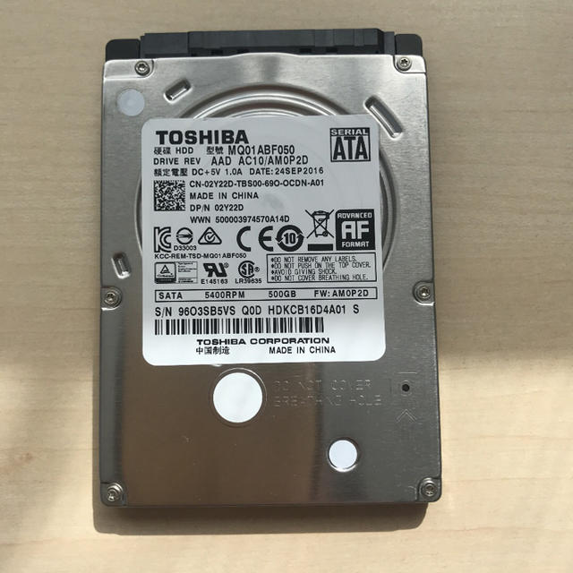 東芝(トウシバ)のTOSHIBA 2.5インチ HDD 500GB スマホ/家電/カメラのPC/タブレット(PCパーツ)の商品写真