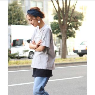 レイヤード 付け裾 ワッフルブラック 重ね着風(カットソー(長袖/七分))