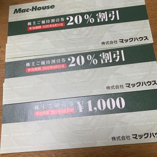 マックハウス(Mac-House)のMac house マックハウス　株主優待券(ショッピング)