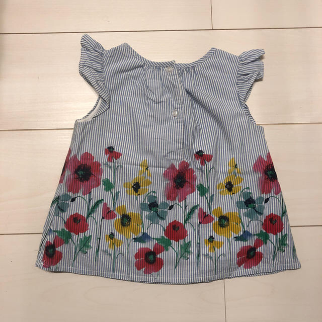 babyGAP(ベビーギャップ)のベビーギャップ  花柄 ストライプ 肩フリル ブラウス チュニック 18-24m キッズ/ベビー/マタニティのキッズ服女の子用(90cm~)(ブラウス)の商品写真