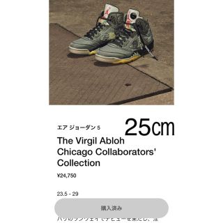 ナイキ(NIKE)のエア　ジョーダン5 レトロ　SP Virgil Abloh(スニーカー)