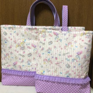 ★ユニコーン×パープルドット★レッスンバッグ＆シューズバッグセット(バッグ/レッスンバッグ)