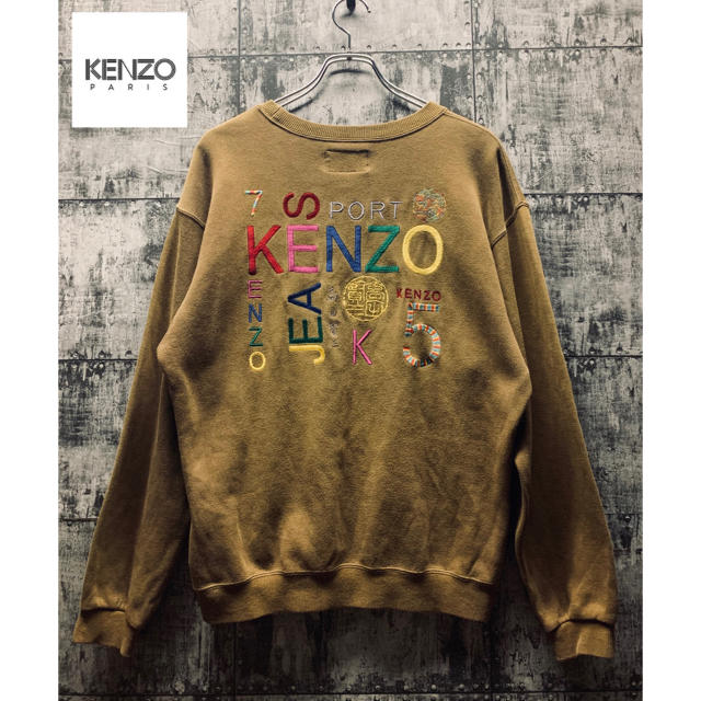 [レア] KENZO vintage スウェット トレーナー ブラウン　刺繍ロゴ