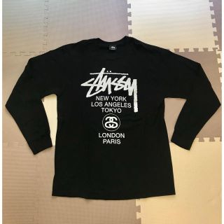 ステューシー(STUSSY)のSTUSSY ステューシーワールドツアーロンT 黒L(Tシャツ/カットソー(七分/長袖))