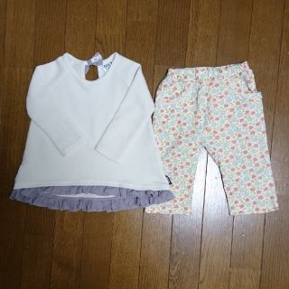 コンビミニ(Combi mini)の(最終値下げ)ブリーズのアシンメトリーチュニックとコンビミニの花柄パンツ 80(パンツ)