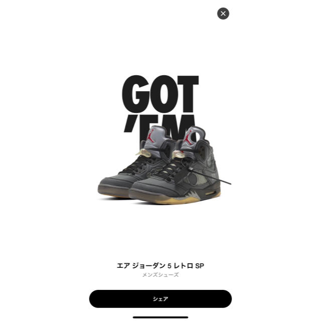 NIKE(ナイキ)のoff-white×AirJordan オフホワイト×エアジョーダン5 メンズの靴/シューズ(スニーカー)の商品写真