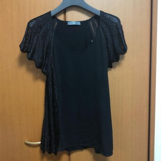 アレキサンダーマックイーン(Alexander McQueen)の McQ アレキサンダーマックイーン　黒デザイン半袖ニット(ニット/セーター)