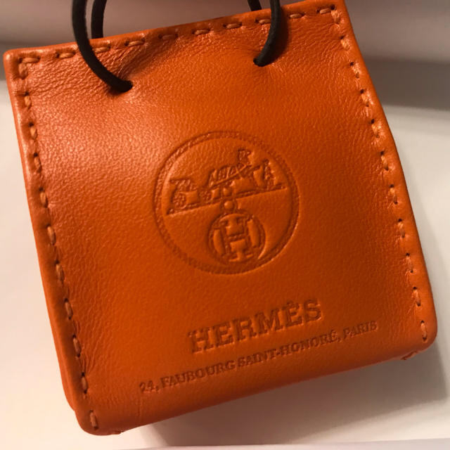 （新品）HERMES バッグチャーム／オレンジショッパー