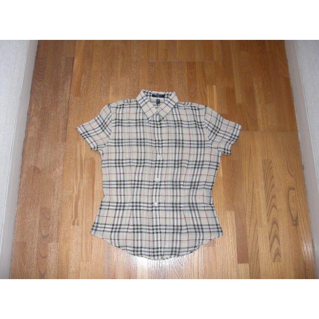 BURBERRY - 中古美品　バーバリーロンドン　半袖ノバチェックシャツ　シルク　ＵＳＡ６