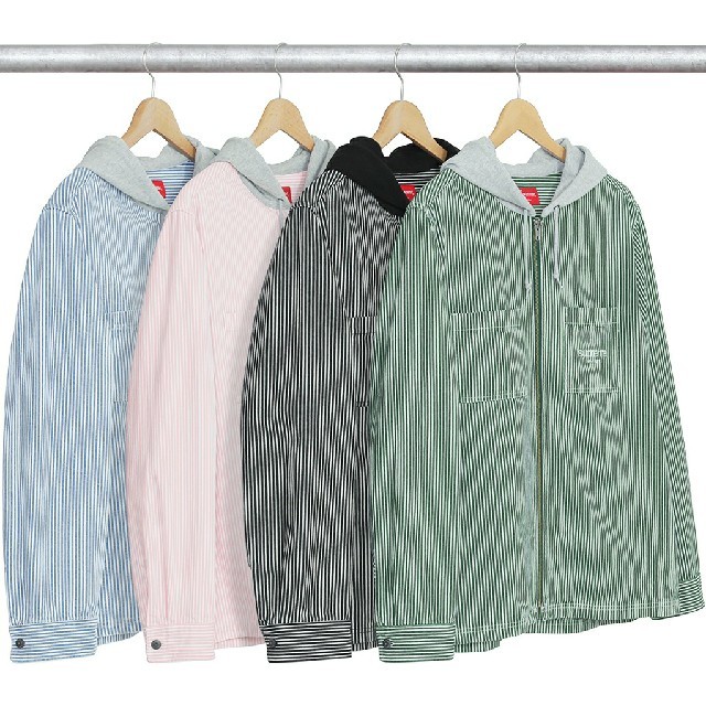 Supreme(シュプリーム)のSupreme Hooded Stripe Denim Zip Up Shirt メンズのジャケット/アウター(Gジャン/デニムジャケット)の商品写真