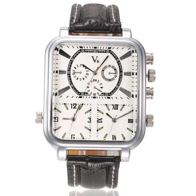 V6(ブイシックス)のＶ6メンズ腕時計レザーベルト ビッグフェイス 白 ホワイト メンズの時計(腕時計(アナログ))の商品写真