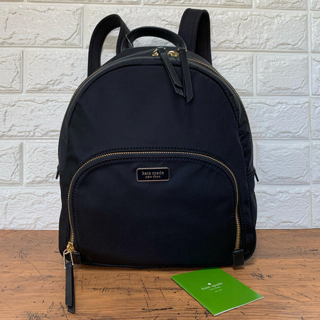 新品 ケイトスペード kate spade リュックサック MEDIUM BACKPACK ブラックナイロンファスナー式開内側