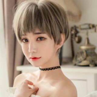 ★大人気★新品 ショートヘアー ウィッグ ストレート かわいい グレー系(ショートストレート)