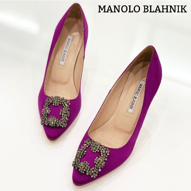 MANOLO BLAHNIK - 1205 美品 マノロブラニク ハンギシ サテン パンプスの通販 by mame's shop｜マノロ