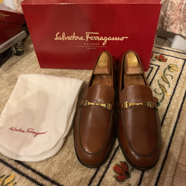 専用　新品　Salvatore Ferragamo ビットローファー　シボ革