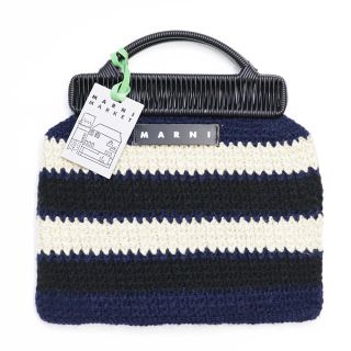 マルニ(Marni)の新品 紙袋付き マルニ フラワーカフェ クロシェバッグ ボーダー トートバッグ(トートバッグ)