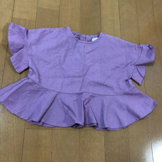 フタフタ(futafuta)のリネンブレンド　半袖ブラウス　80 (シャツ/カットソー)