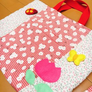 ハンドメイド レッスンバッグ 上靴入れ 2点セット 女の子 入学準備グッズ(バッグ/レッスンバッグ)