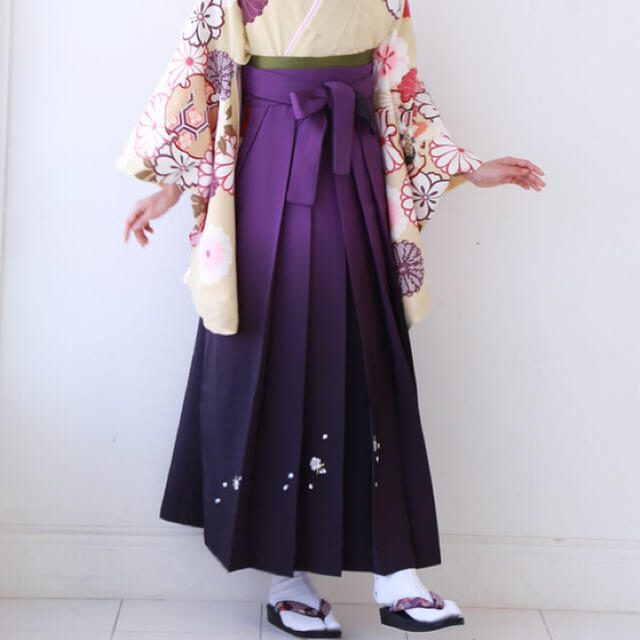 卒業式 ぼかし刺繍入り袴単品と帯　紫hakama-001pl