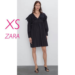 ザラ(ZARA)の新品未使用　ZARA ピーターパン襟　フリル　刺繍　ポプリン ワンピース  XS(ミニワンピース)