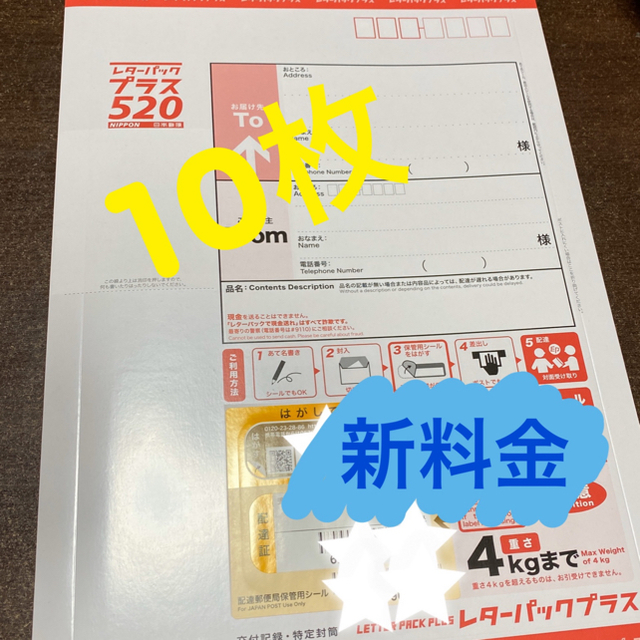 送料無料 レターパックプラス 520 10 枚 新品未使用 防水袋