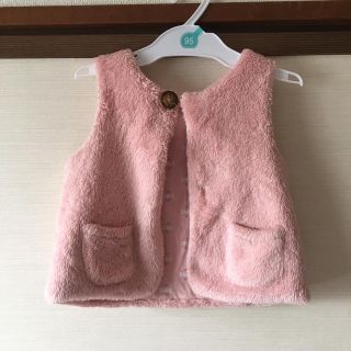 ベビーギャップ(babyGAP)のbabygap リバーシブル ベスト モコモコ　女の子　パステルピンク(ジャケット/上着)