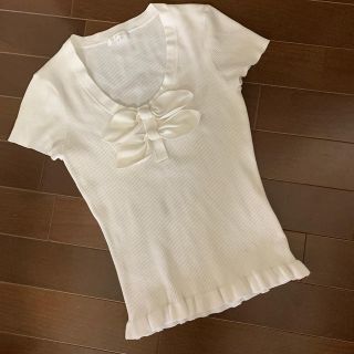 トゥービーシック(TO BE CHIC)のTO BE CHIC リボンデザイン半袖リブニット　Ⅱ(ニット/セーター)