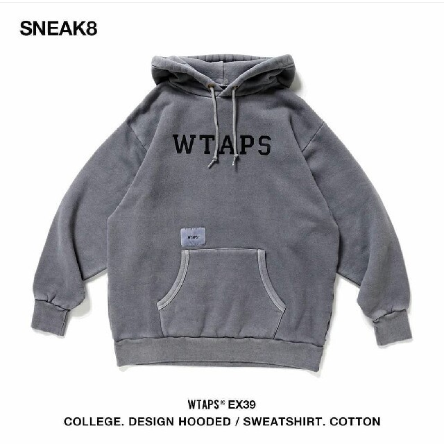 W)taps(ダブルタップス)の新品 WTAPS COLLEGE DESIGN HOODED グレーL パーカー メンズのトップス(パーカー)の商品写真