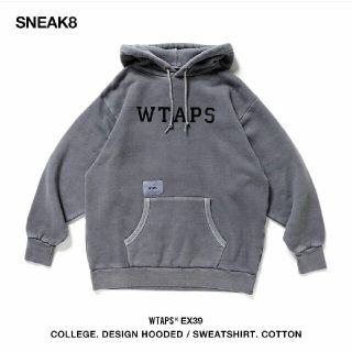 ダブルタップス(W)taps)の新品 WTAPS COLLEGE DESIGN HOODED グレーL パーカー(パーカー)