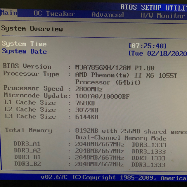 AMD Phenom II X6 1055T&マザーボード&メモリ8GB 3