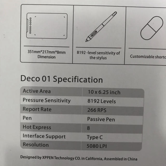 Xp-pen ペンタブレット　Deco01 スマホ/家電/カメラのPC/タブレット(PC周辺機器)の商品写真