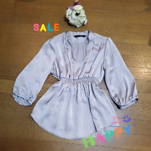 ZARA(ザラ)のsale★ZARA サテンブラウス Mサイズ★即決OK レディースのトップス(シャツ/ブラウス(長袖/七分))の商品写真