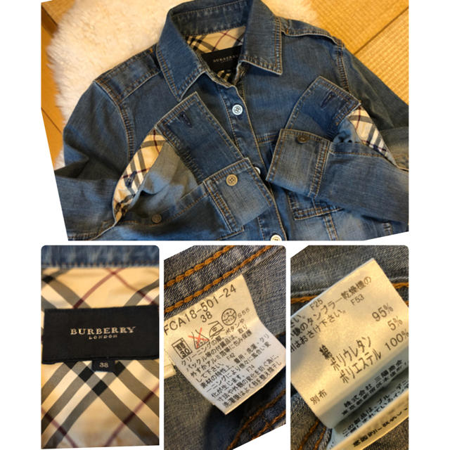 BURBERRY(バーバリー)の美品本物バーバリーBurberry上質コットンデニム七分袖シャツ♫ レディースのトップス(シャツ/ブラウス(長袖/七分))の商品写真