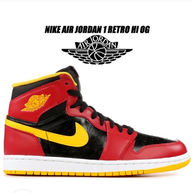 jordan1retro high ogアトランタ nike赤黒黄色