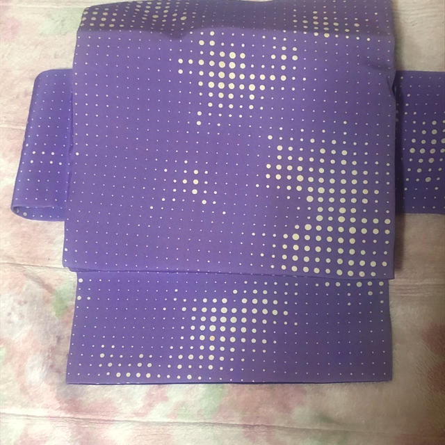 紫の変則ドット柄名古屋帯 レディースの水着/浴衣(帯)の商品写真