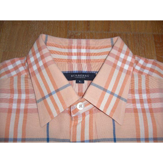 BURBERRY(バーバリー)の中古美品　バーバリーロンドン　半袖ノバチェックシャツ　オレンジ　Ｌ メンズのトップス(シャツ)の商品写真