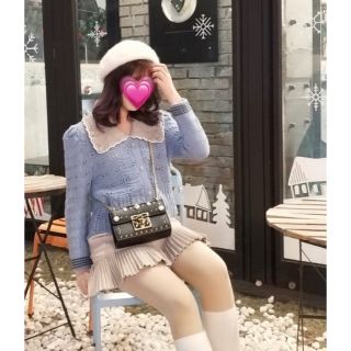 fur fur - ビッグカラークロシェカーデ♡ブルーの通販 by u♡'s shop