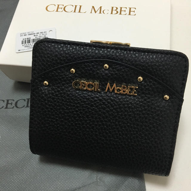 CECIL McBEE(セシルマクビー)の新品 セシルマクビー がま口 二つ折り財布 折財布 ミニ財布 ブラック 黒 レディースのファッション小物(財布)の商品写真