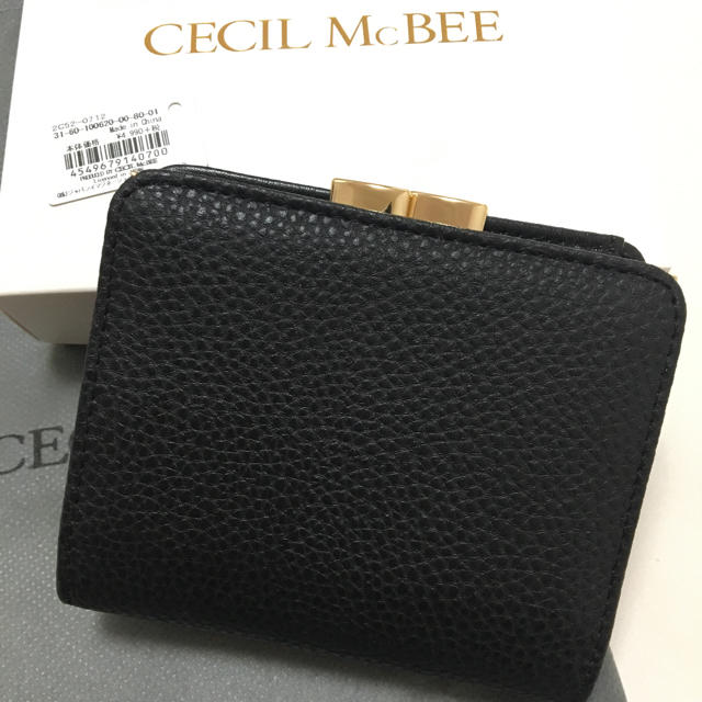 CECIL McBEE(セシルマクビー)の新品 セシルマクビー がま口 二つ折り財布 折財布 ミニ財布 ブラック 黒 レディースのファッション小物(財布)の商品写真